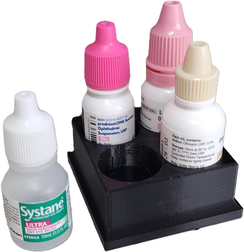 Znet3D Eye Drop Bottles Organizer & Storage – 4-Slot Holder (Black) - Image 3